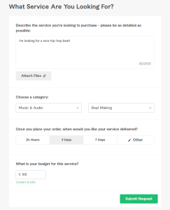 Fiverr Submitting Request