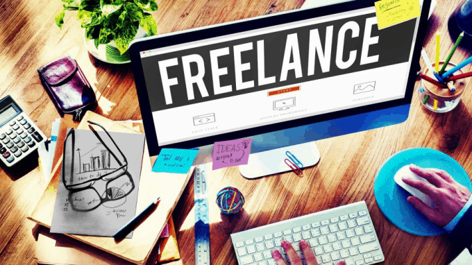 A poster illustrating the freelance work environment