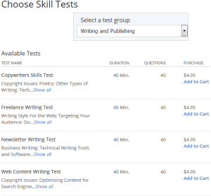 Skill test on Guru.com
