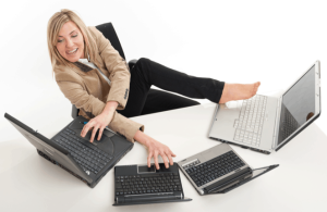 Woman trying to complete too many jobs at once